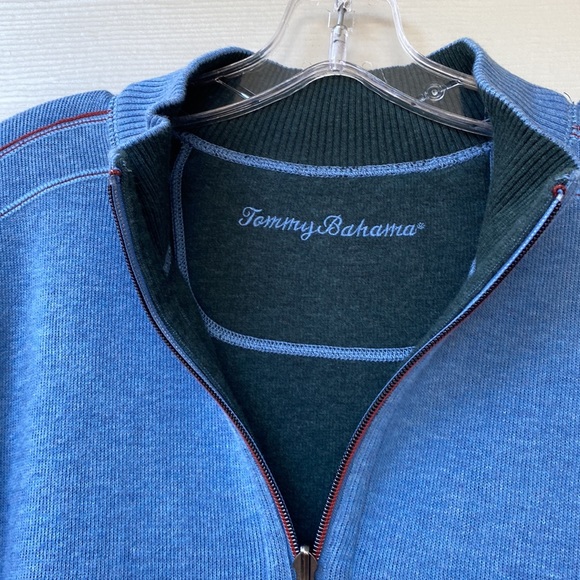 Tommy Bahama Men’s Blue Quarter Zip Pullover - Picture 3 of 9